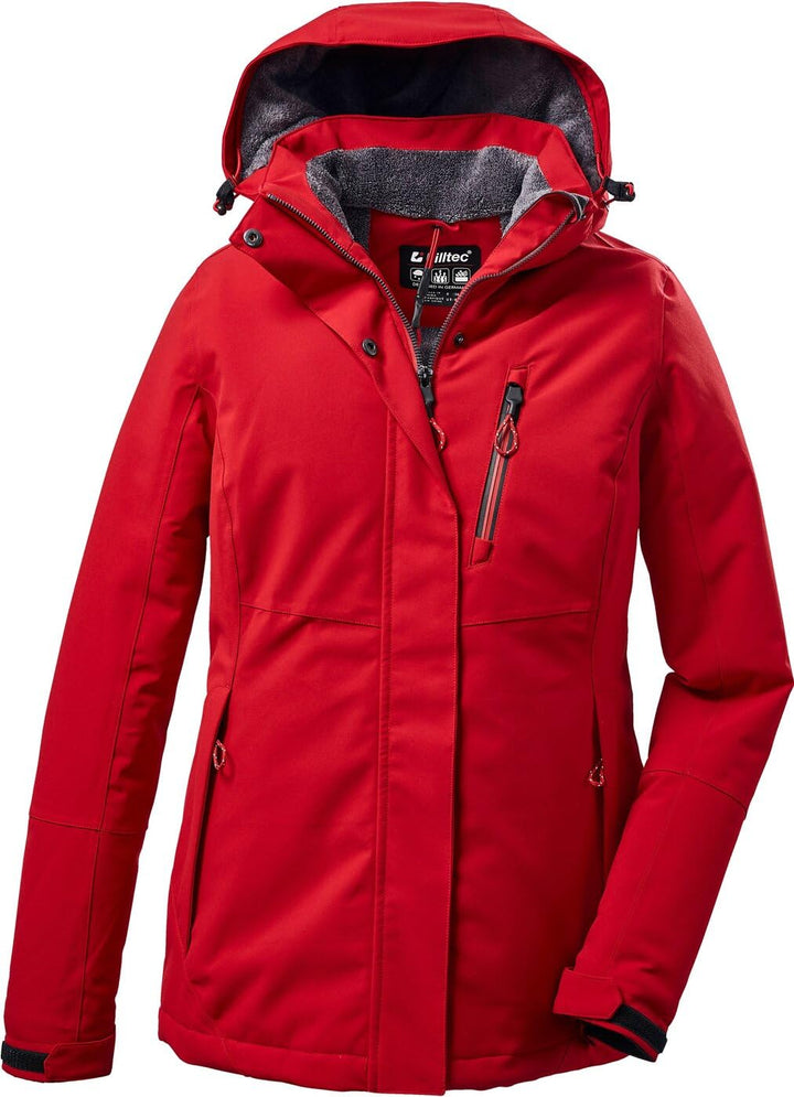 Killtec Herren Funktionsjacke/Winterjacke mit Abnehmbarer Kapuze mit Reissverschluss 18 Rot, 18 Rot