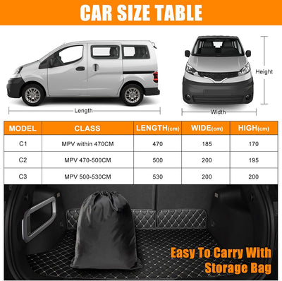 Autoabdeckung Passend für VW T4 T5 T6 SWB Peugeot Travelle Standard, Universal wasserdichte Vollgara