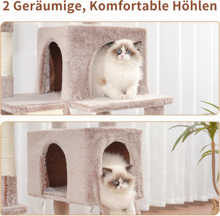 Kratzbaum, Katzenbaum für Innenbereich, 180cm Katzenkratzbaum mit grosse ausgewachsene Katzen, 2 Kra