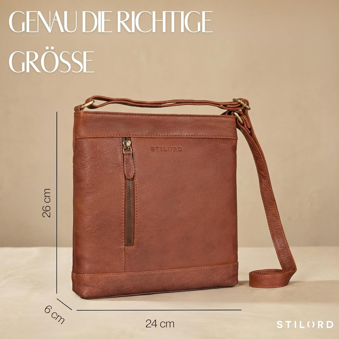 STILORD Moni Stylishe Crossbody Bag Damen Leder Mittel-Gross - Freizeittasche Echtleder Handtasche V