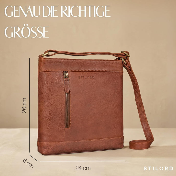 STILORD Moni Stylishe Crossbody Bag Damen Leder Mittel-Gross - Freizeittasche Echtleder Handtasche V