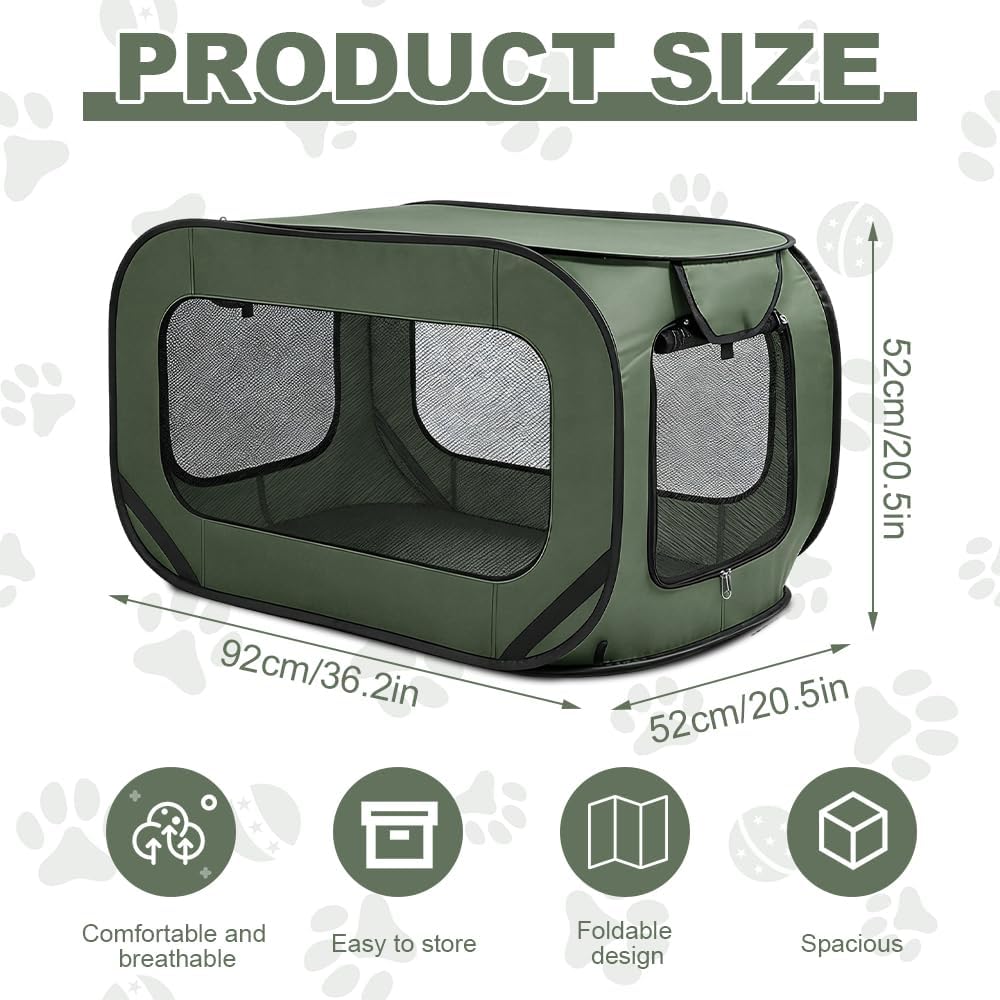 Hundebox Faltbar, 92 x 52 x 52 cm Tragbar Transportbox Hund für Katzen and Hunde Oxford Stoff Hundet