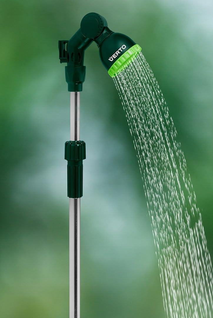 VERTO Gartendusche (Höhe: 1,60-2,23 m, beweglicher Sprühkopf 180°, Dreibein und Spikes) - Gartendusc