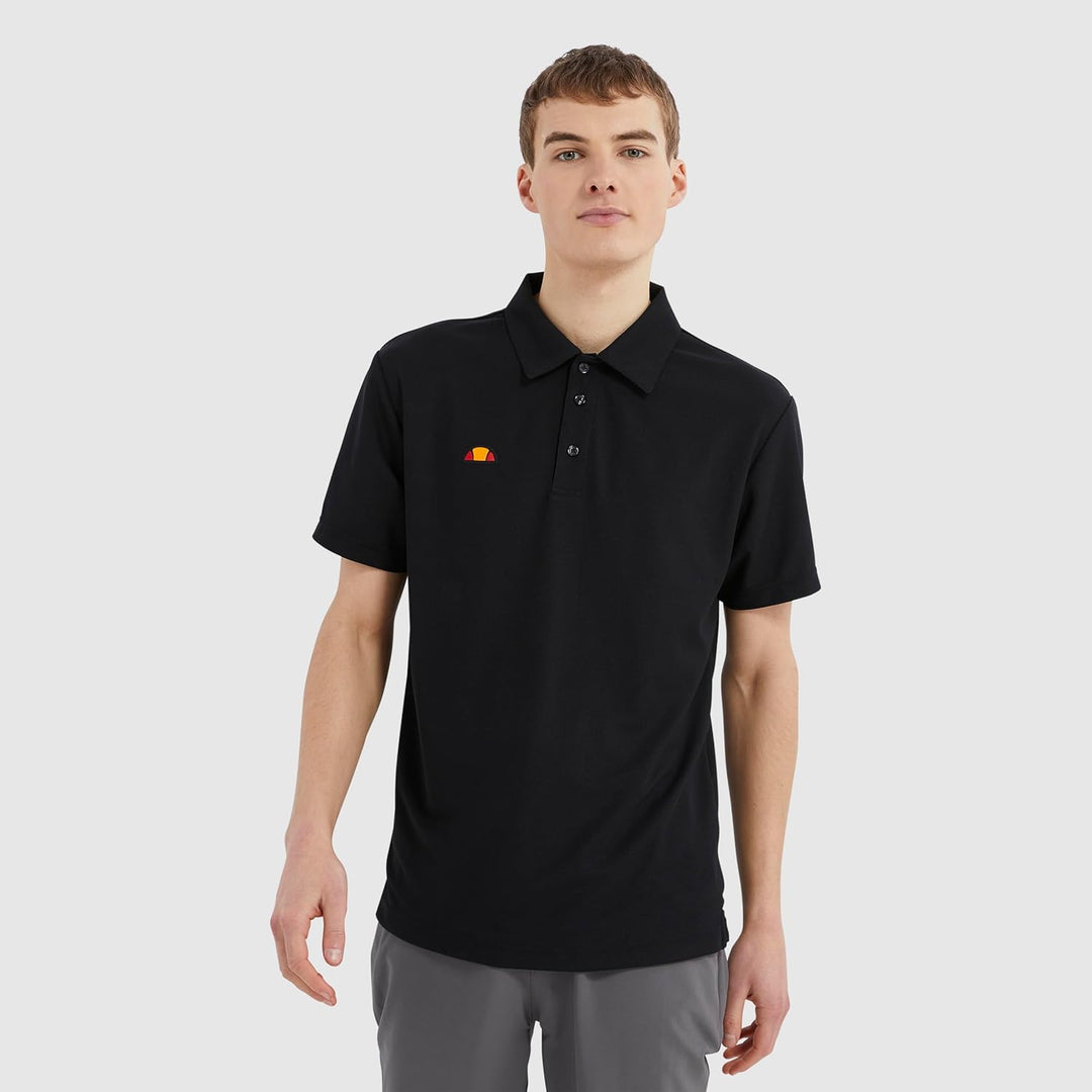 Ellesse Herren Bertola Anti-Odour-Feuchtigkeitsdocht 3-Knopf-Golf Polo-Hemd L Schwarz, L Schwarz