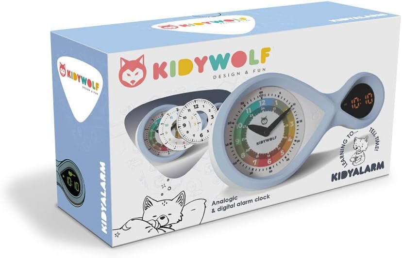 KIDYWOLF - Analoger & digitaler Wecker hellblau