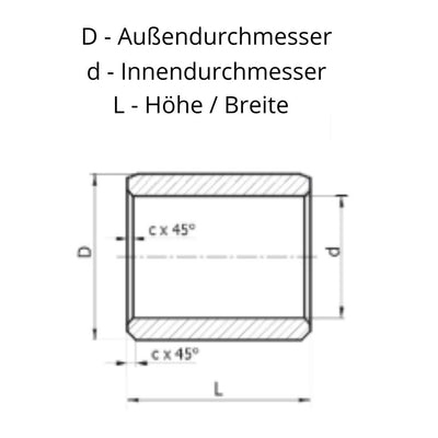 Gleitlagerbuchse 30mm x 35mm x 65mm | Gleitlager aus Bronze mit Schmiernut | Bronze-Gleitlager 30x35