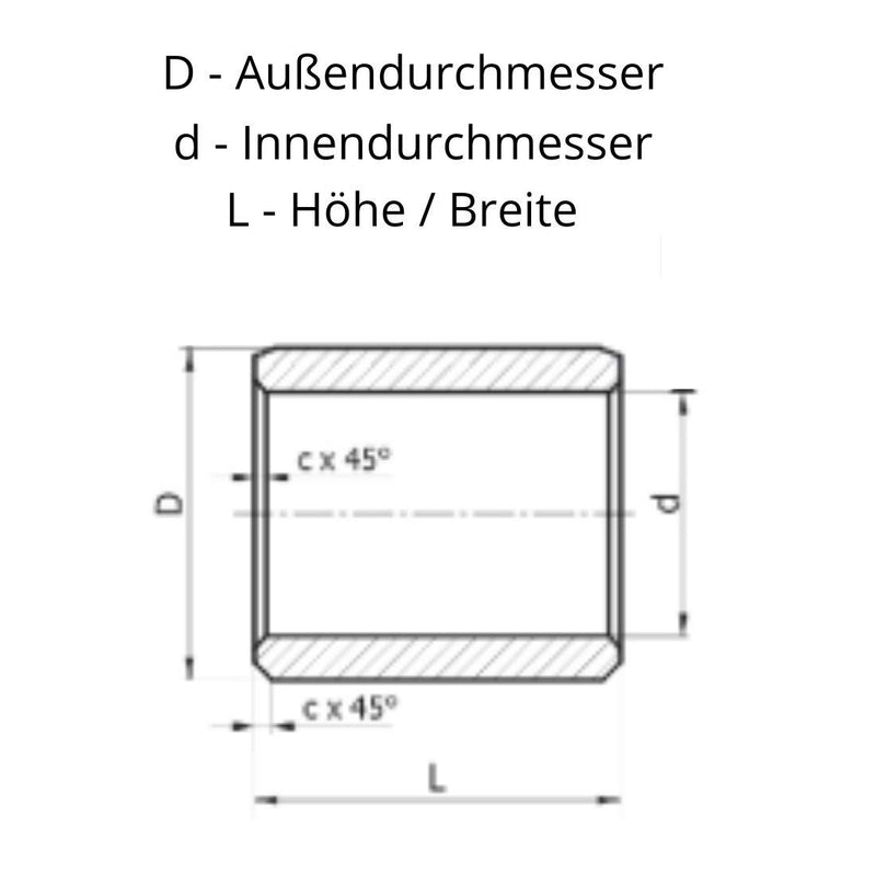 Gleitlagerbuchse 35mm x 42mm x 50mm | Gleitlager aus Bronze mit Schmiernut | Bronze-Gleitlager 35x42