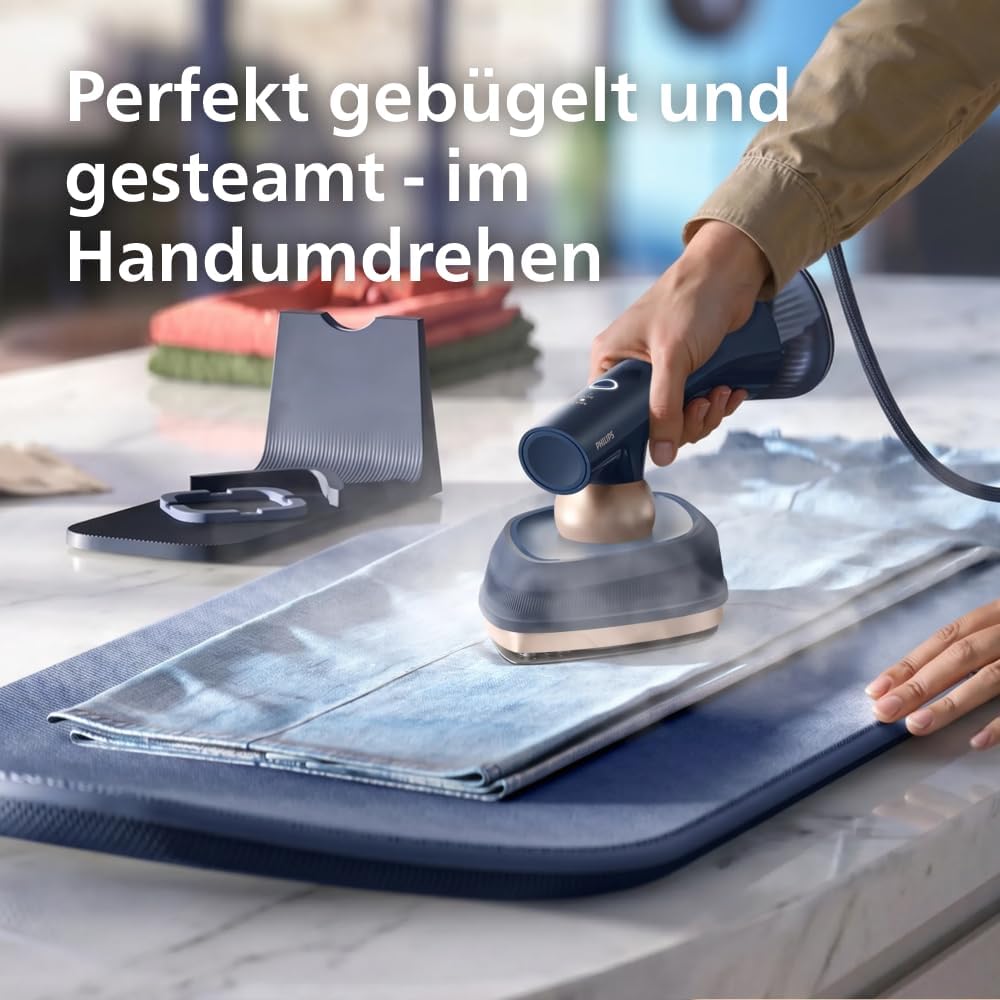 Philips OneTurn, 2-in-1 Bügeleisen & Steamer mit drehbarem Kopf, Einfach losbügeln – kein Brett, 45