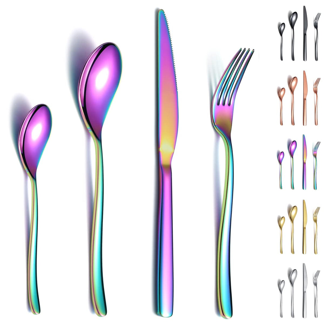 Berglander Rainbow Besteck-Set 24-tlg., Stabiles Edelstahl Titan Bunt Besteck-Set Besteck-Set Rostbe