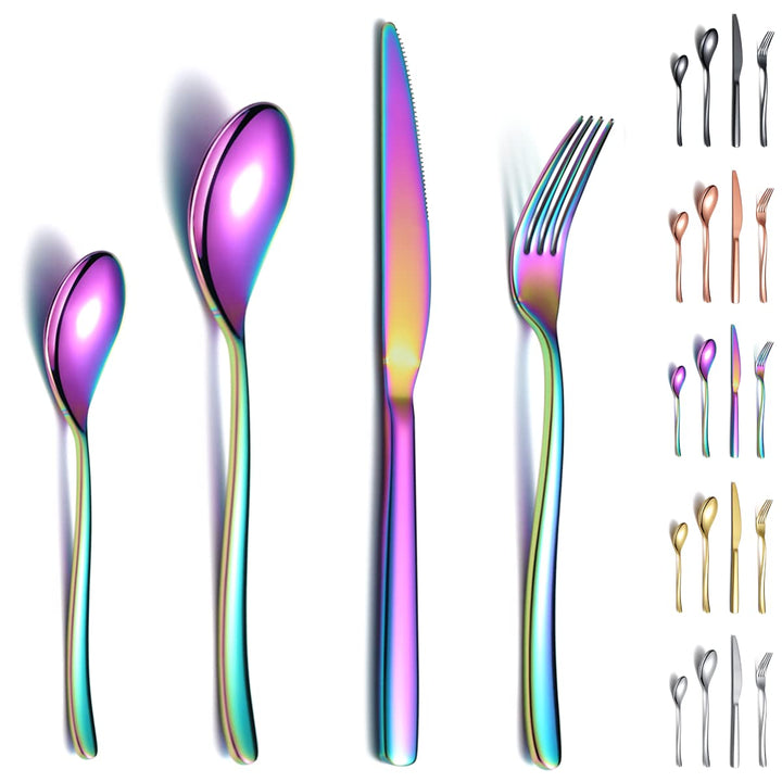 Berglander Rainbow Besteck-Set 24-tlg., Stabiles Edelstahl Titan Bunt Besteck-Set Besteck-Set Rostbe
