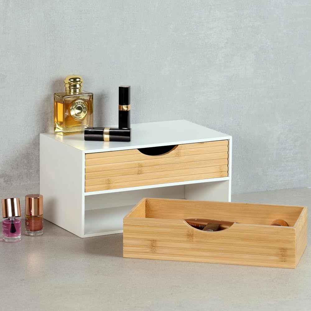 KESPER | Organizer mit 2 Schubladen, Material: FSC®-zertifizierte Spanplatte & Bambus, Masse: 27 x 1