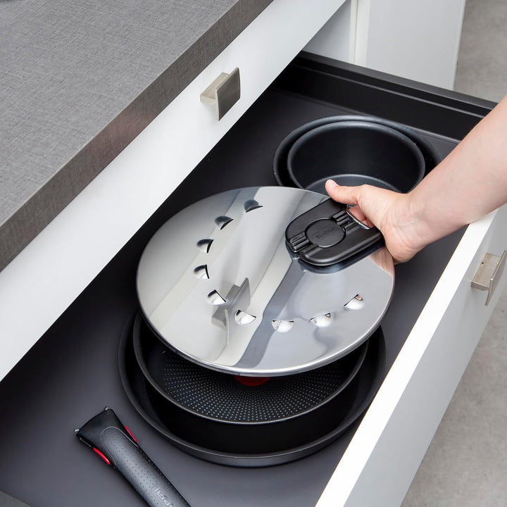 Tefal L98298 Ingenio Edelstahl-Multideckel 20-28 cm | perfekt zum Abgiessen | mit Ingenio Töpfen und