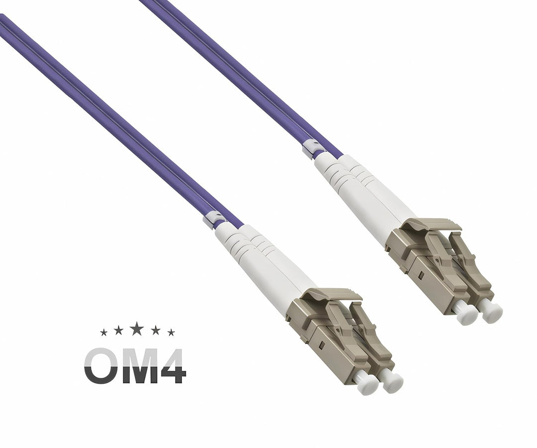 DINIC LWL Kabel OM4, Patchkabel LC/LC Lichtwellenleiter Multimode (20m, violett) 20m violett, 20m vi
