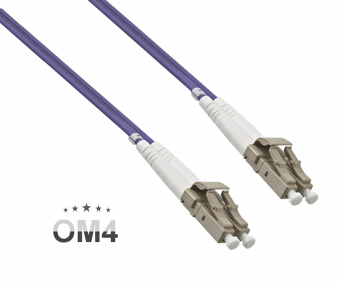 DINIC LWL Kabel OM4, Patchkabel LC/LC Lichtwellenleiter Multimode (100m, violett) 100m violett, 100m