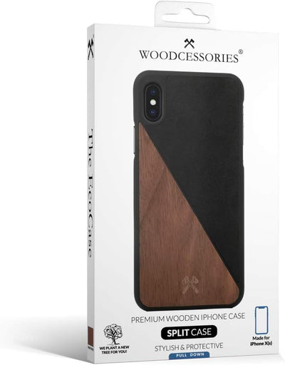 Woodcessories - Hülle kompatibel mit iPhone XS Max aus Echtholz - EcoSplit Case (Walnuss/Schwarz) Wa