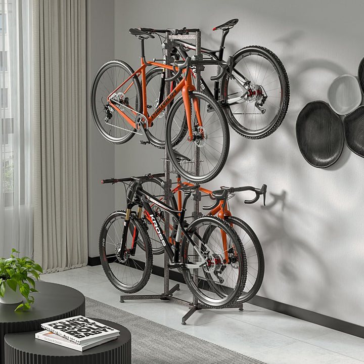 CXWXC Fahrradständer Boden Für 4 Fahrräder Belastbar bis 50kg/110 Pound Fahrrad Ständer Halter Indoo