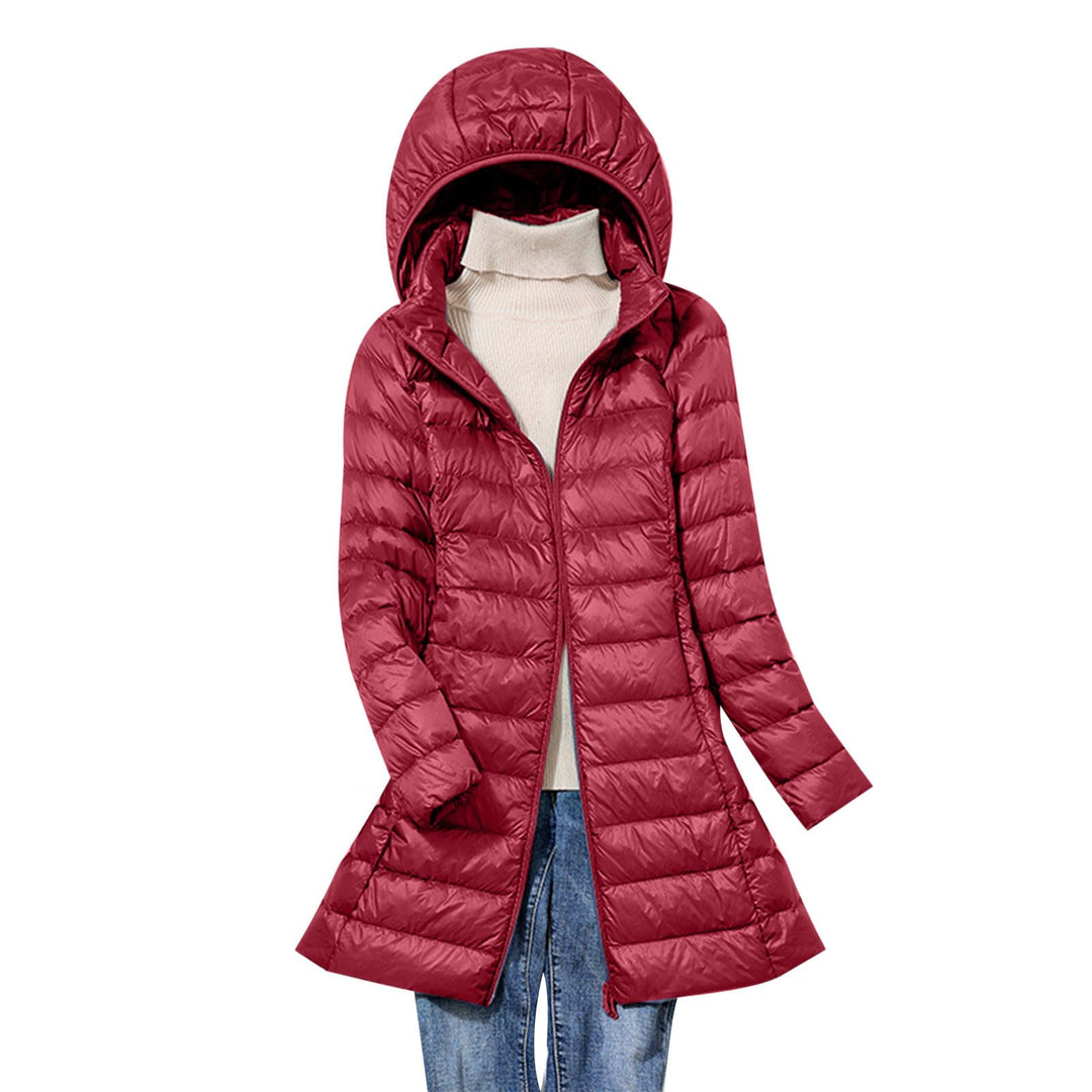 Steppjacke Damen Lang Leichte Warm Puffer Jacke Damen Lässig Winterjacke mit Abnehmbar Kapuze Einfar
