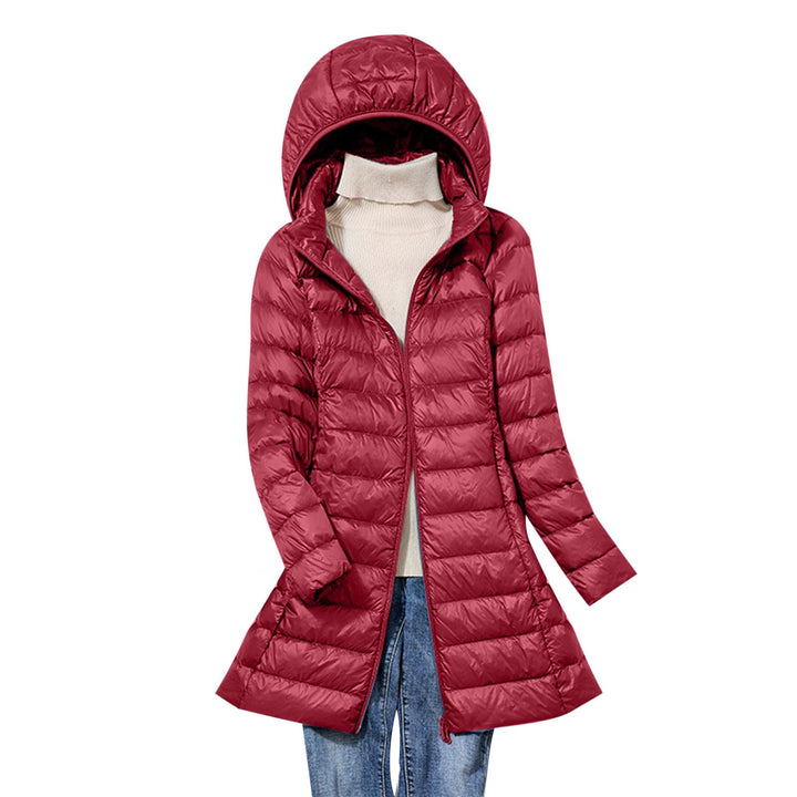 Steppjacke Damen Lang Leichte Warm Puffer Jacke Damen Lässig Winterjacke mit Abnehmbar Kapuze Einfar