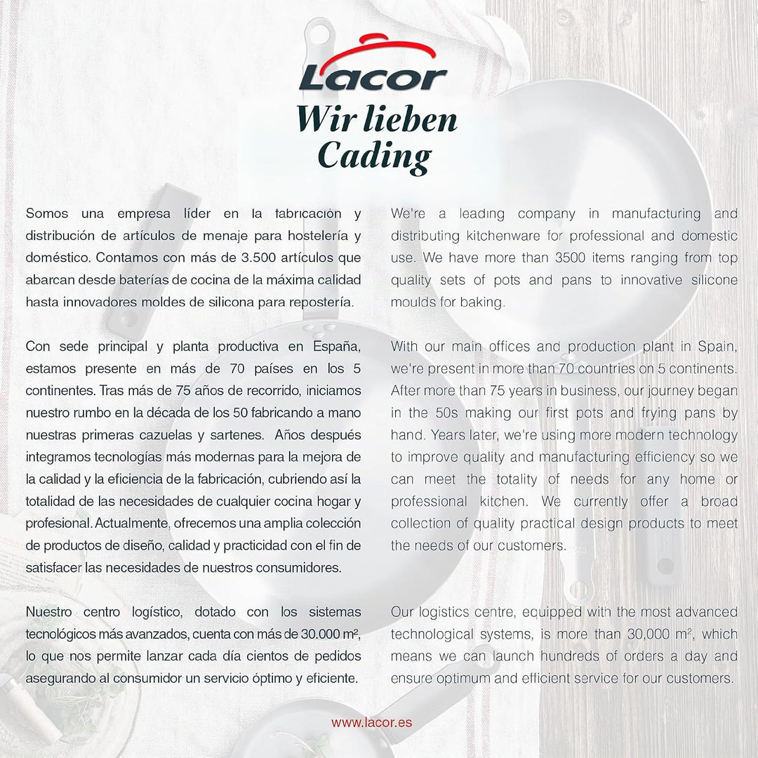LACOR - 45828 - Wok Foodie, Edelstahl 18/10, ergonomischer Griff, Sandwich-Wärmediffusorboden, geeig