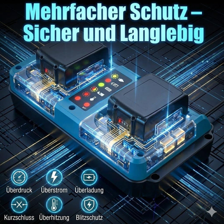 DC18RD Doppelladegerät Kompatibel mit Makita 18V 14,4V Akku, 2-Fach Ersatz für Makita Ladegerät BL18