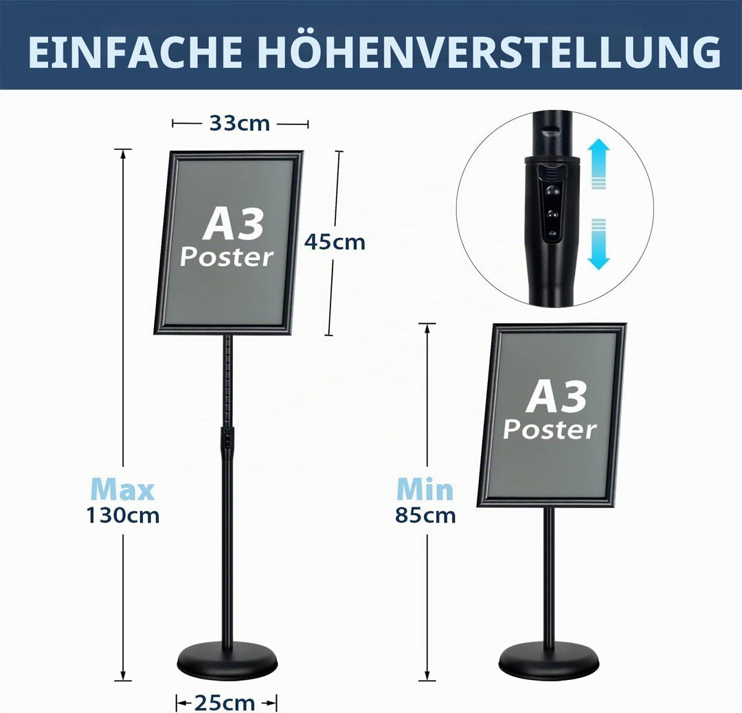 VAIIGO Infoständer Höhenverstellbar Aluminium DIN A3 Plakatständer Informationsständer Präsentations