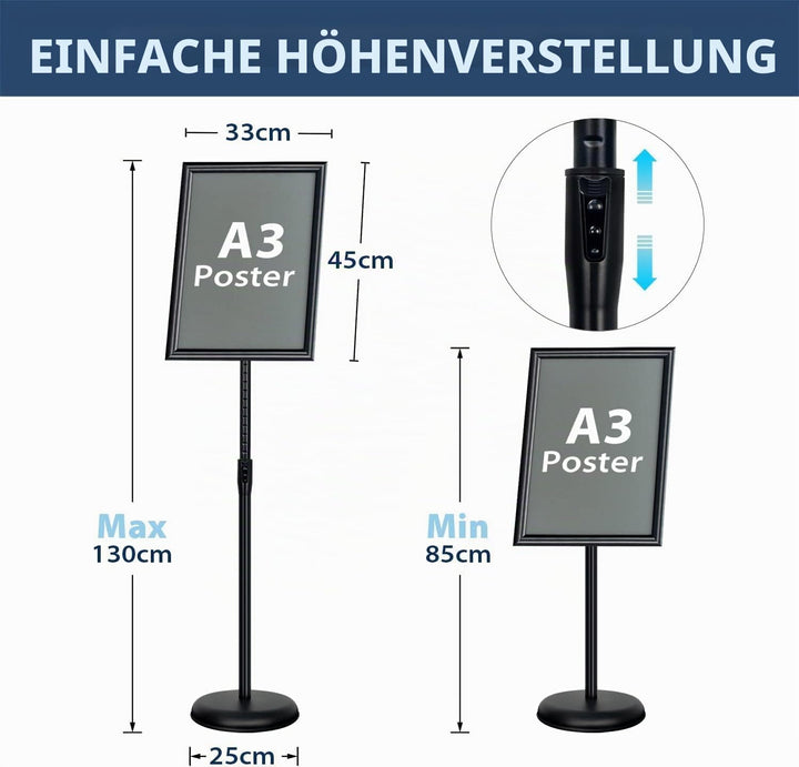 VAIIGO Infoständer Höhenverstellbar Aluminium DIN A3 Plakatständer Informationsständer Präsentations