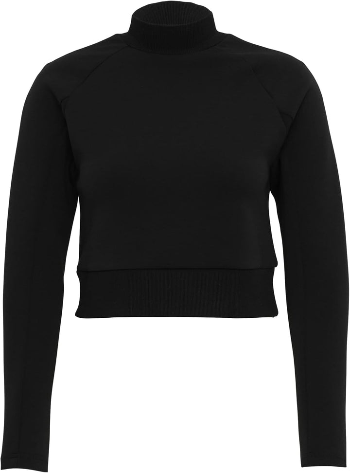 Urban Classics Damen Ladies Interlock Short Turtleneck Crew Sweatshirts L Schwarz, L Schwarz