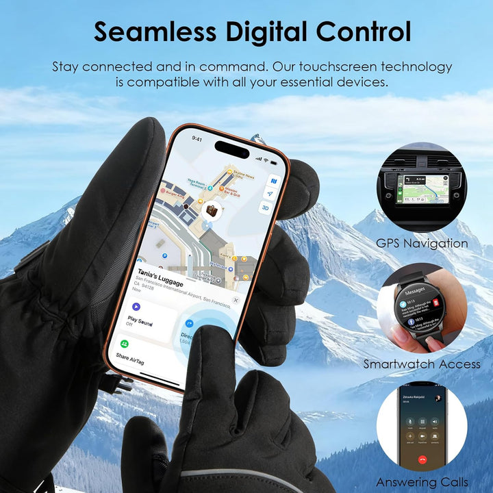 Minthouz Beheizbare Handschuhe für Damen Herren, 7.4V 3000 mAh Beheizbare Handschuhe mit Akku mit 6