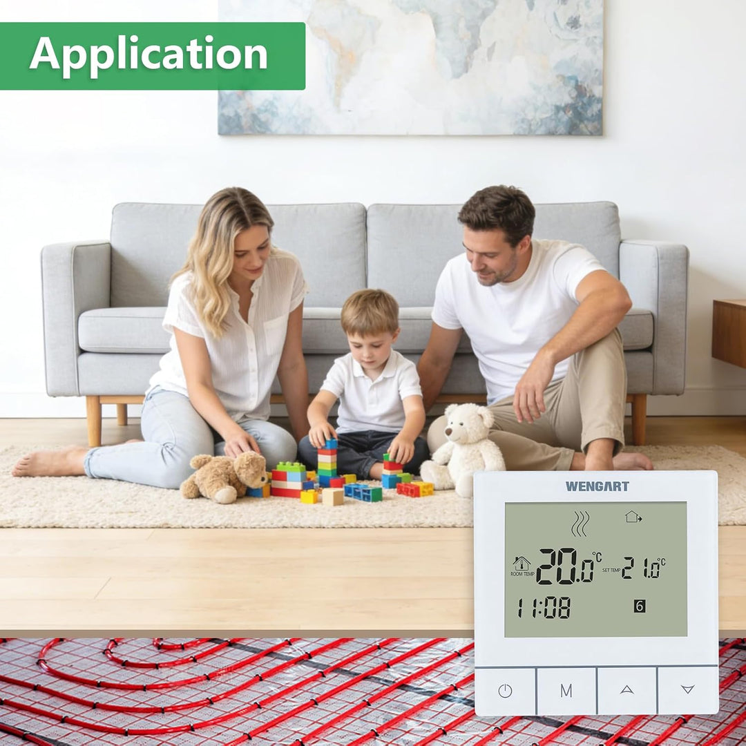 Wengart Programmierbarer Touch-Thermostat WG356,AC230V,grosse Digitalanzeige,3A-Ausgang,zum Einstell