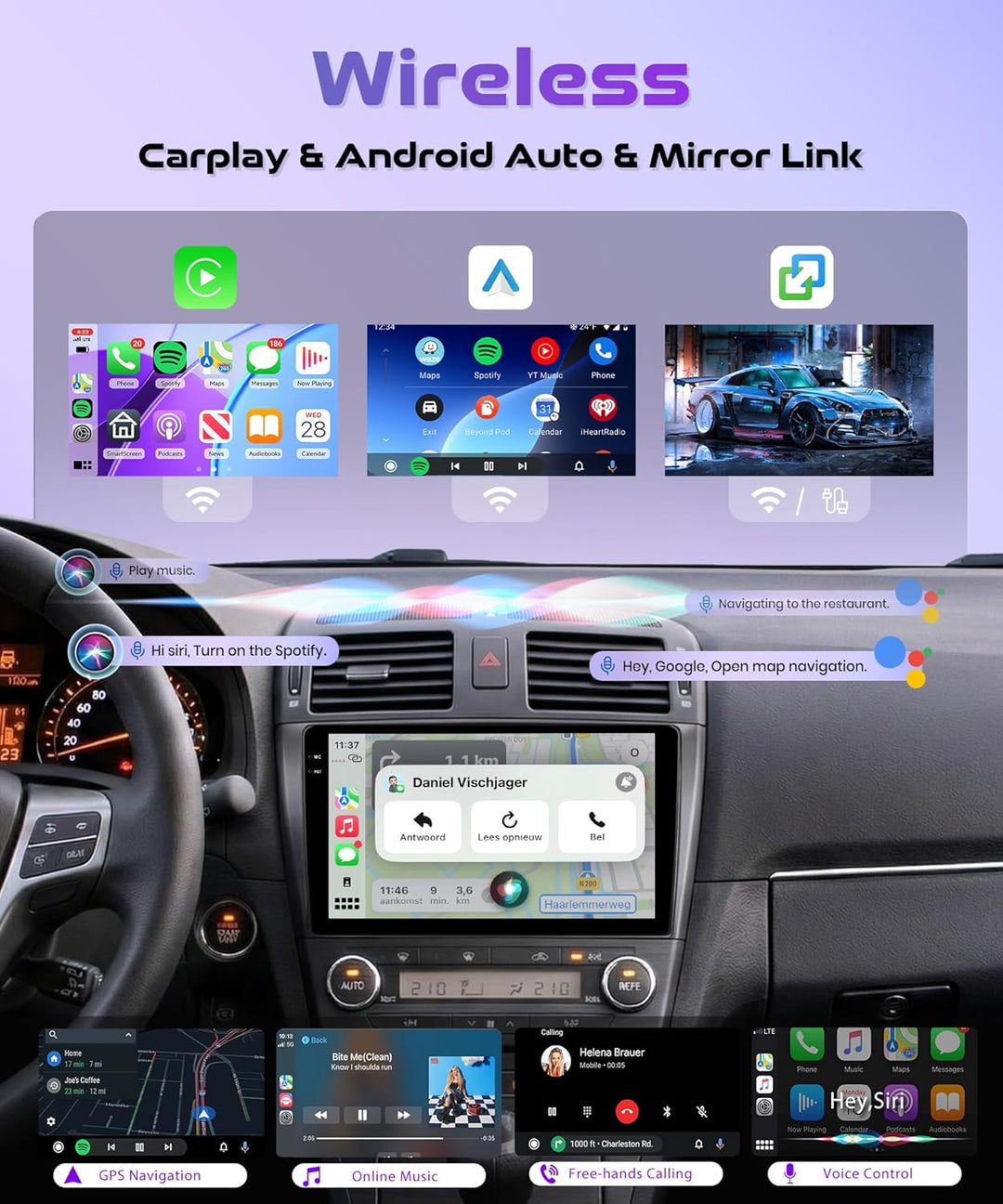 Rimoody 4G+64G Android Autoradio für Toyota Avensis T27 2008-2015 Wireless Carplay Android Auto 9 Zo