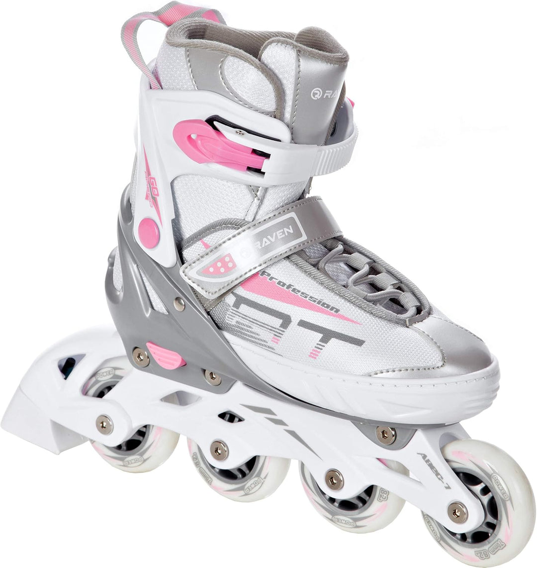 RAVEN Profession Inlineskates 28-32 (18,5-21cm) White/Pink ohne Kufen, 28-32 (18,5-21cm) White/Pink
