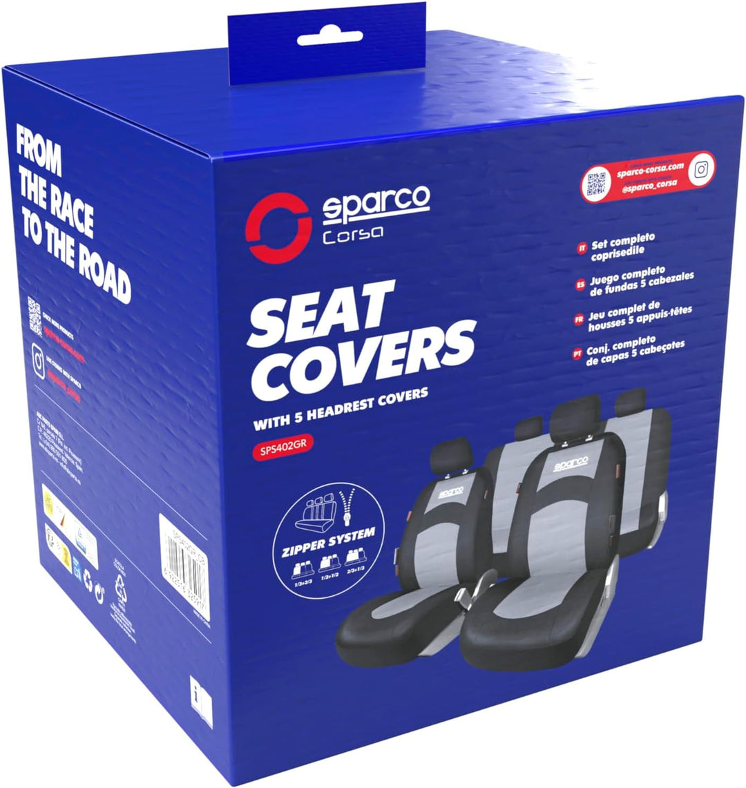 SPARCO SPCS402GR Schonbezüge-Kompletteset von 5 Kopfstützen, Schwarz/Grau 402 INTL GRAU, 402 INTL GR