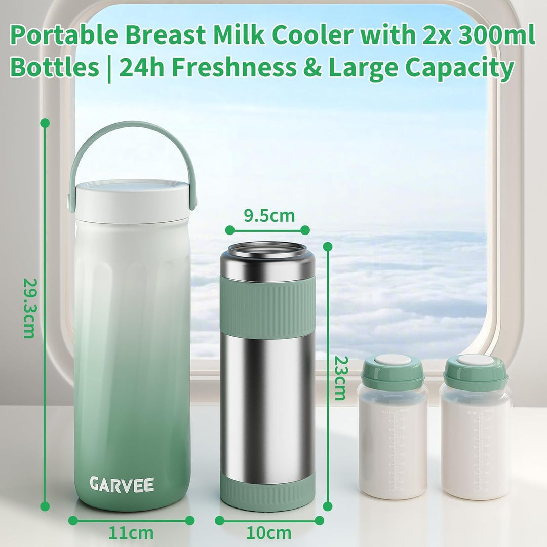 Muttermilch Kühlbox Tragbar mit 2x300ml Flaschen – 24h Kühlen & Warmhalten, 360° Isolierung – Stillz