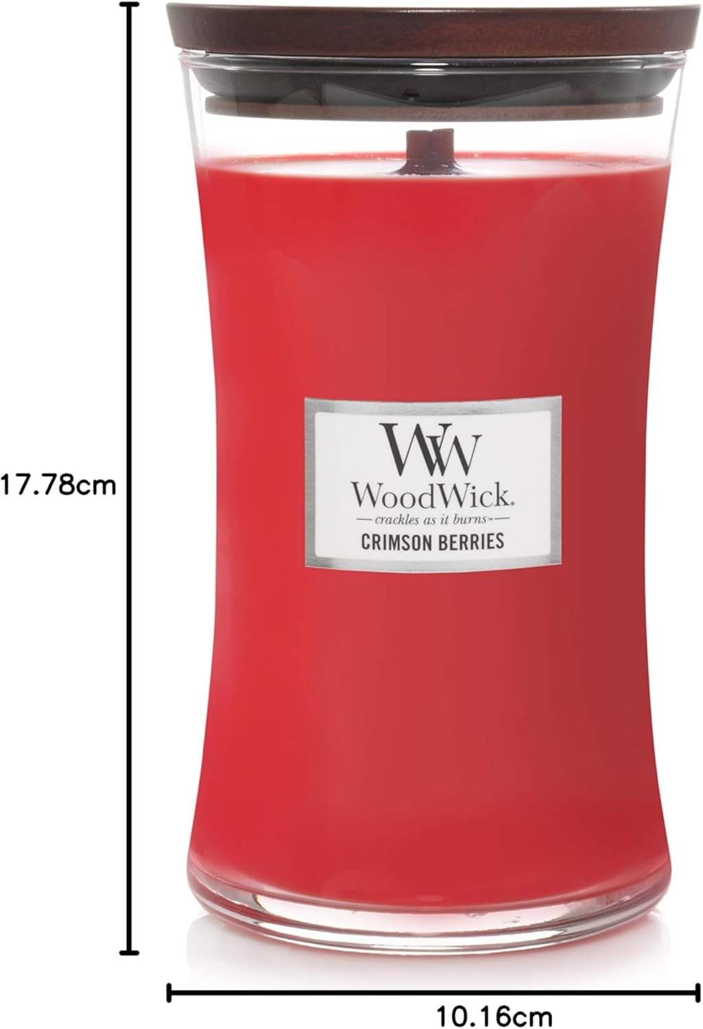 Grosse WoodWick Duftkerze im Sanduhrglas mit knisterndem Docht, Crimson Berries, bis zu 130 Stunden