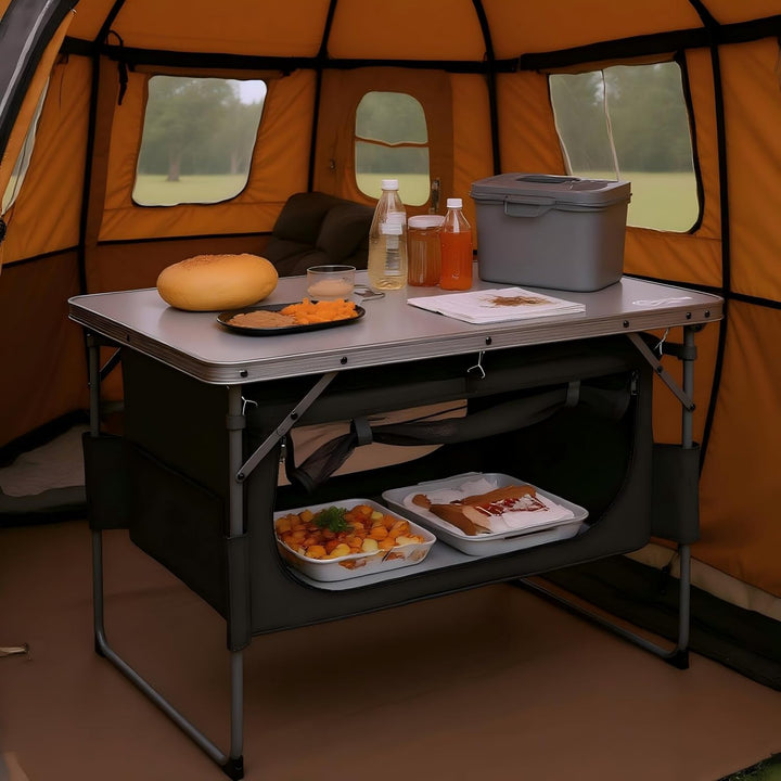 Portal Campingtisch Faltbar mit Stauraum Klapptisch klappbar Esstisch Mini Gartentisch Ultraleicht f