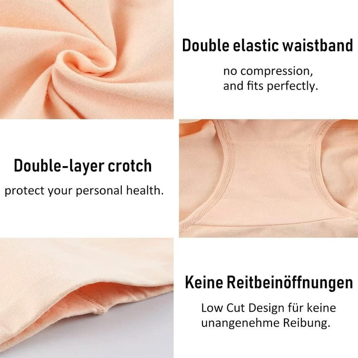 YouShow Unterhosen Damen 5er Pack Baumwolle Hohe Taille Unterwäsche Slip Stretchanteil S Beige, S Be