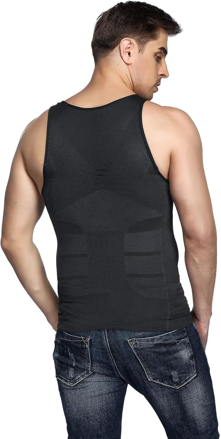 Odoland Unterhemd Herren Shapewear 3er Pack Kompressionsshirt Herren Body Shaper Bauchweg Shirt Tank
