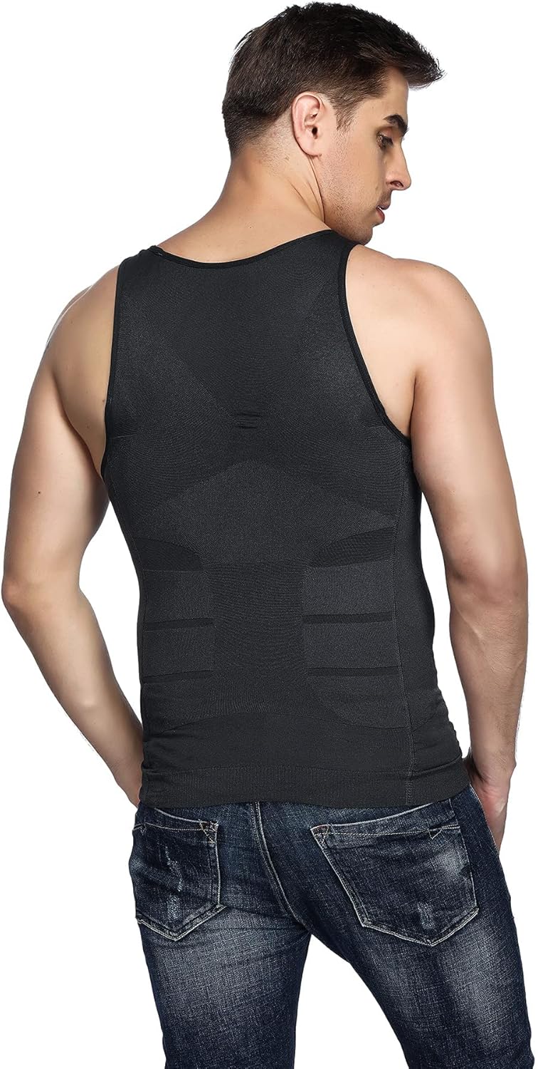 Odoland Unterhemden Herren Shapewear 3er Pack Tank Top Compression Shirt Kompressionsshirt Bauchweg