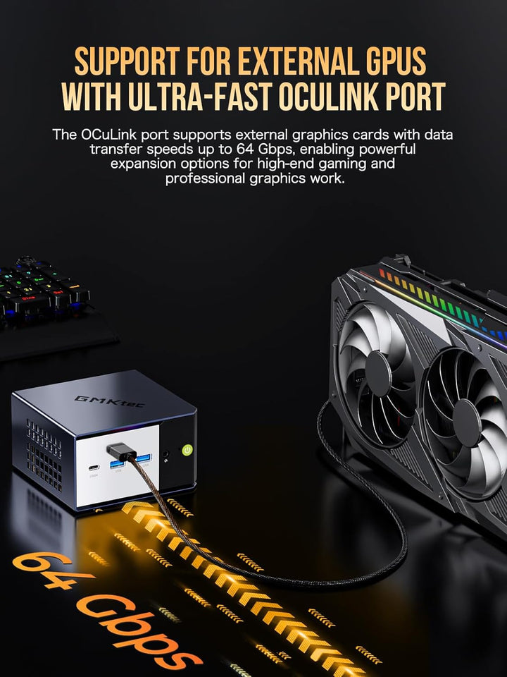 EVO-X1 AI Mini Gaming PC AMD Ryzen AI 9 HX-370 Serie (5,1 GHz) Desktop PC 32 GB LPDDR5X 1 TB PCIe 4.