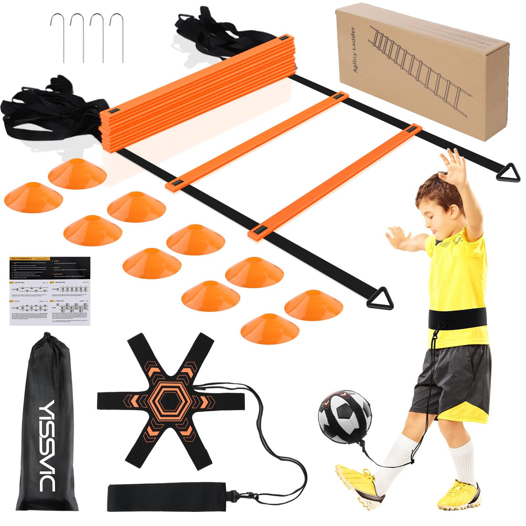 Yissvic Fussball Trainingszubehör Koordinationsleiter Fussball Geschenke Jungen Trainingsset 6m mit