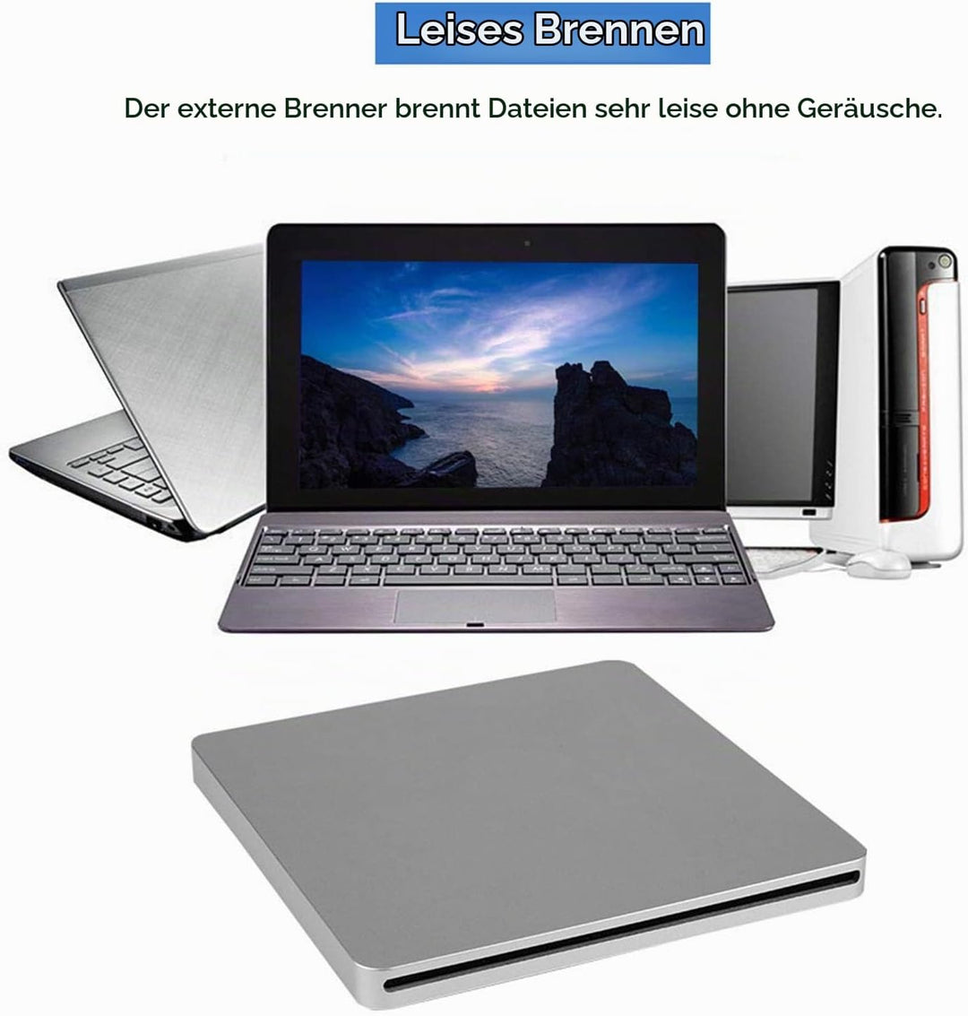 Typ-C Externes DVD-Laufwerk, Typ C CD/DVD-Brenner Leiser EIN-Knopf-Brennschlitz in externem Brenner