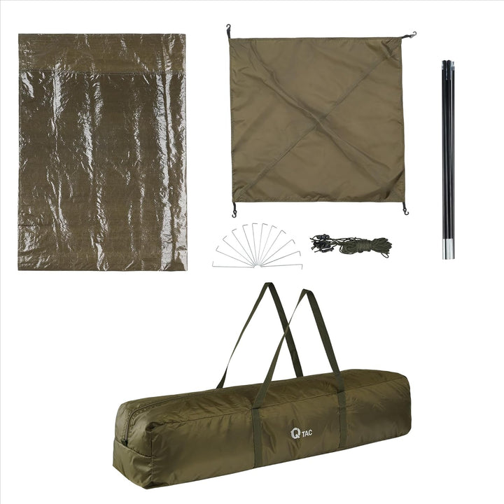 Q-Tac Ruck Zuck Bivvy Angelzelt Vorne Geöffnet, 2 Mann Karpfenzelt, Angel Zelt 250 cm x 250 cm x 160