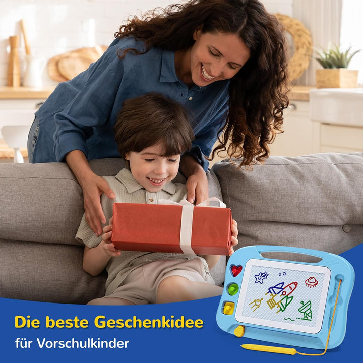 SGILE Magnetische Maltafel Zaubertafel Kinder, 25×18 cm Magnet Magnettafel mit 4 Stempeln, Kreatives