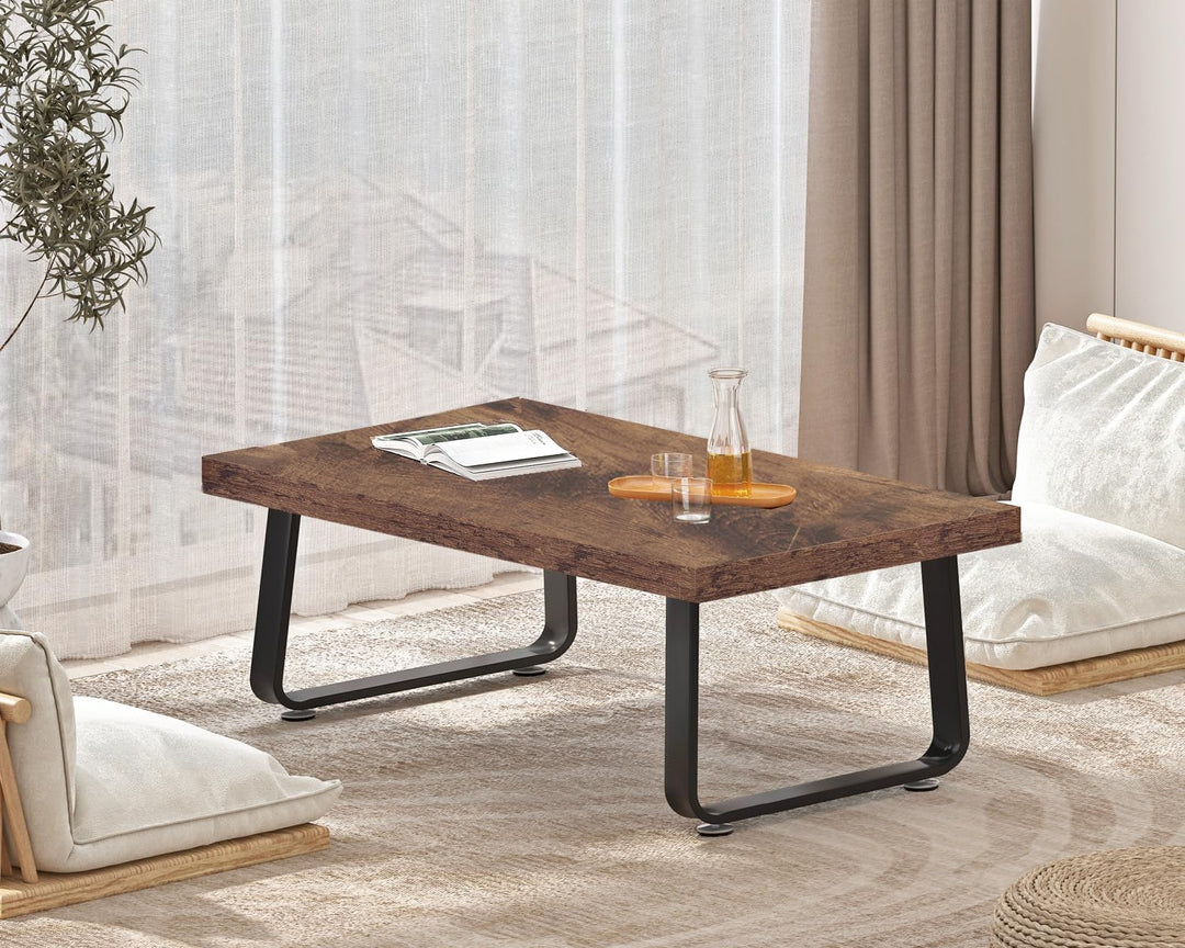 HSH Couchtisch Holz, Industrie Design Wohnzimmertisch Holz und Metall-Mitteltisch, Couchtisch Klein