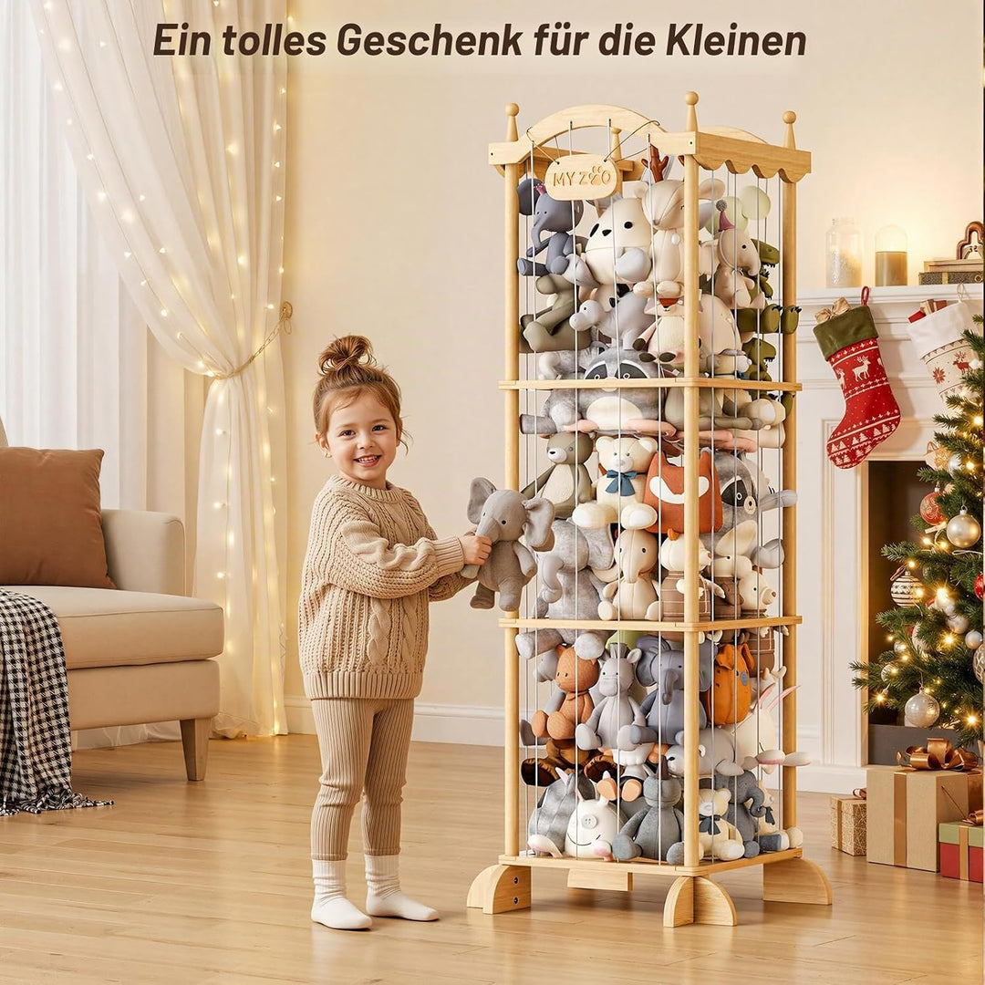 COSYLAND Stofftier-Aufbewahrungsturm - Stofftierhalter mit Gummiband für Spielzimmer Schlafzimmer Ki