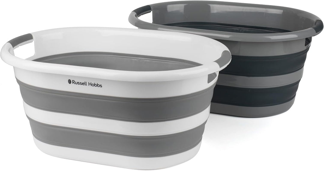 Russell Hobbs LA053879GRYEU ovaler zusammenklappbar faltbarer wäschekorb/wanne, 27L gross waeschekor