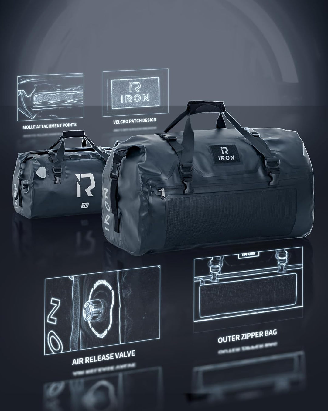 IRON JIA'S Motorradtasche Gepäckrolle wasserdichte Hecktasche Satteltasche Reisetasche mit rollversi