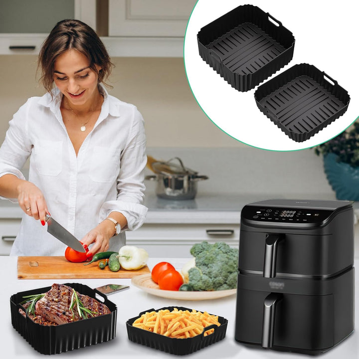 2 Stück Silikonform HeissLuftfritteuse für COSORI Turbo Tower Pro Heissluftfritteuse 10,8L Double St