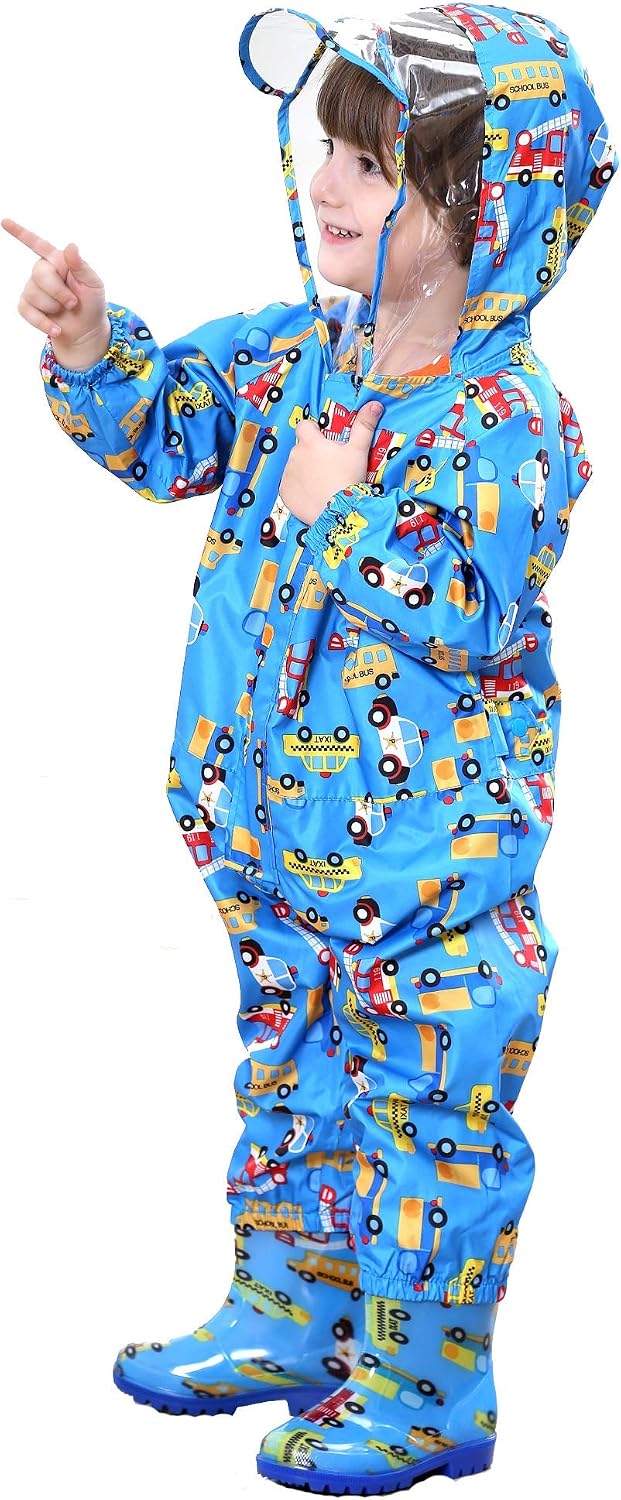 JinBei Kinder Regenmantel Mädchen Jungen Regenjacken Atmungsaktiv Wasserdicht Kapuze Leicht Regenanz