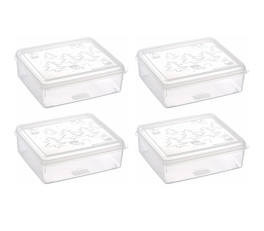 MiraHome Keksdosen 4er Set transparent mit Classic-Design 2,5L – Rechteckige Plätzchendosen – Ideal